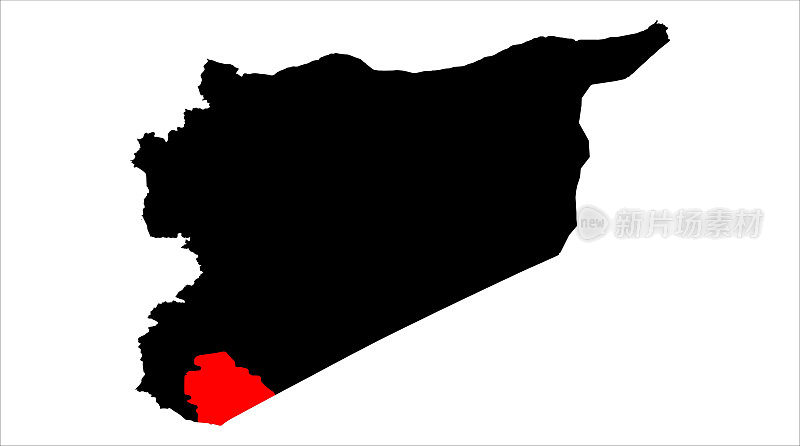 作为苏瓦达的叙利亚矢量地图插图在白色背景，叙利亚国家地图