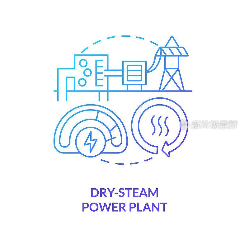 干蒸汽发电厂蓝色渐变概念图标