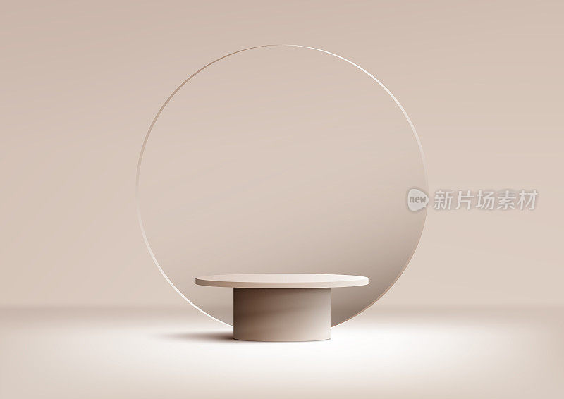3D逼真的产品展示米色讲台基座或桌子家具