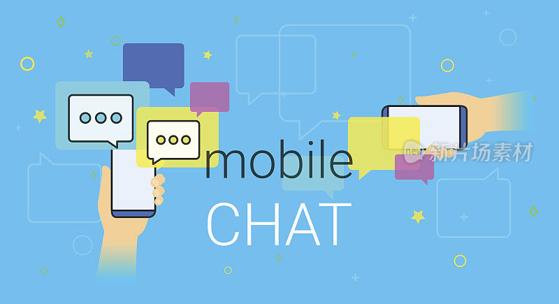 手机聊天和messenger上的智能手机创意概念插图