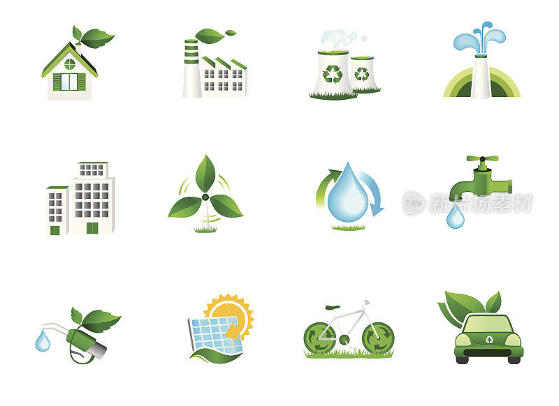 回收和绿色能源图标