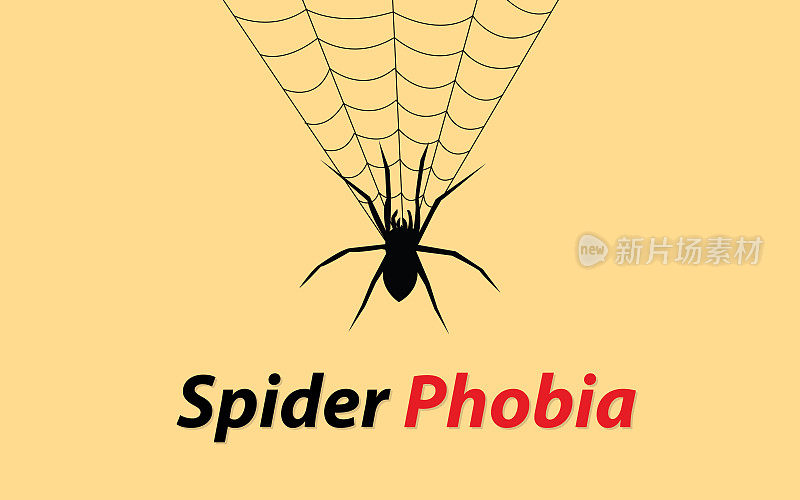 蜘蛛恐惧症的概念插图与网页和文本横幅