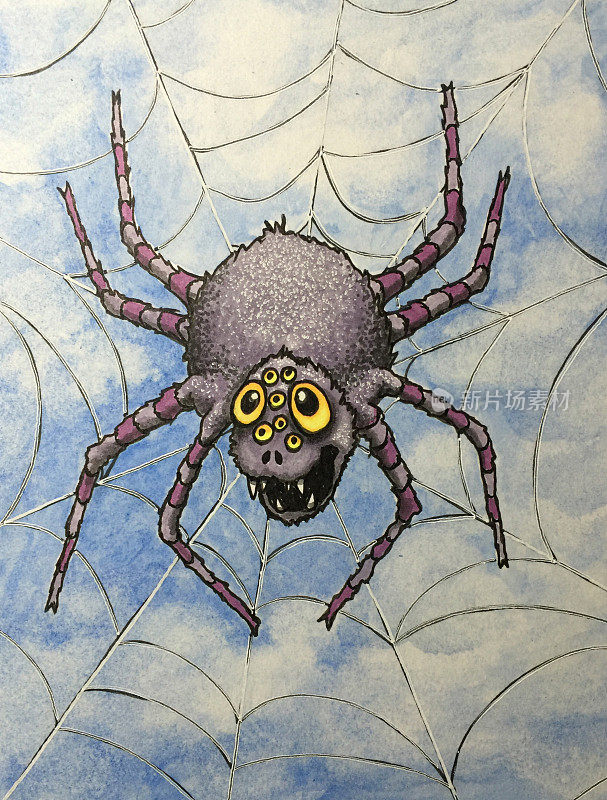 友好的紫色的蜘蛛