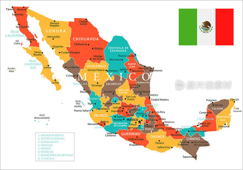 墨西哥地图-矢量