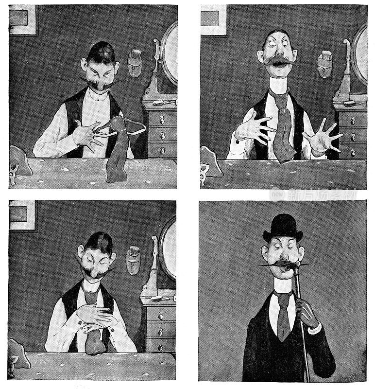 19世纪男人打领带的形象系列