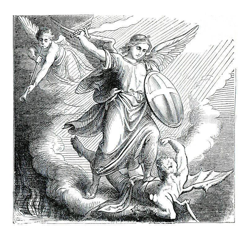 天使长与剑斗撒旦插图1882