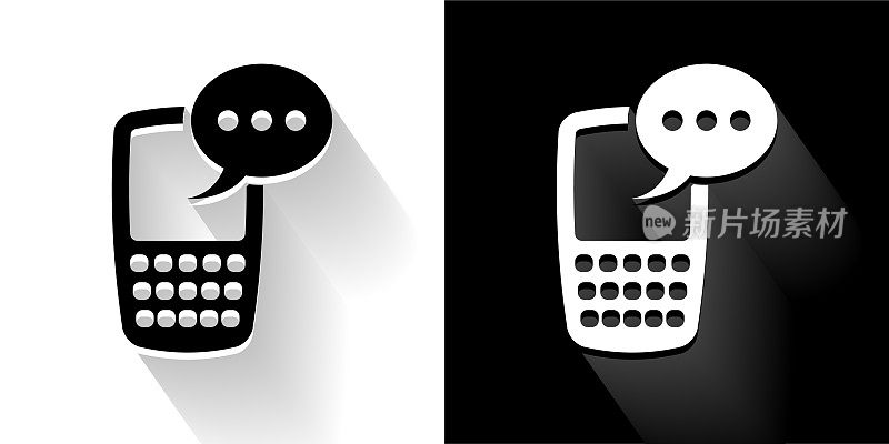 电话沟通黑色和白色图标与长影子