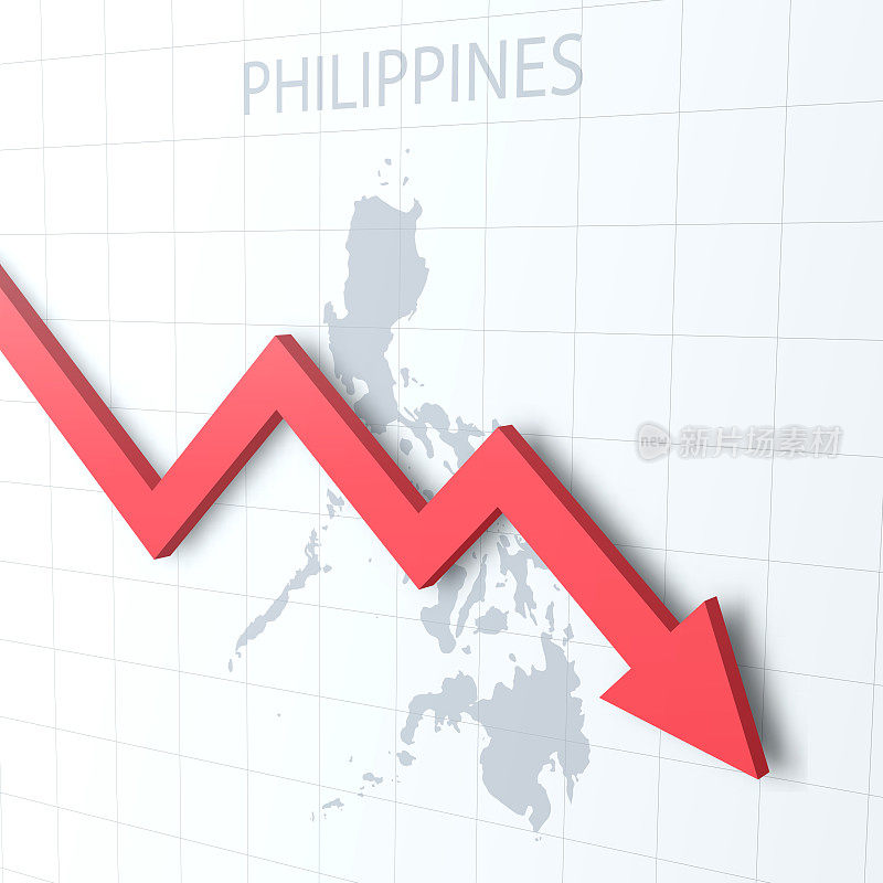 下落红色箭头与菲律宾地图的背景