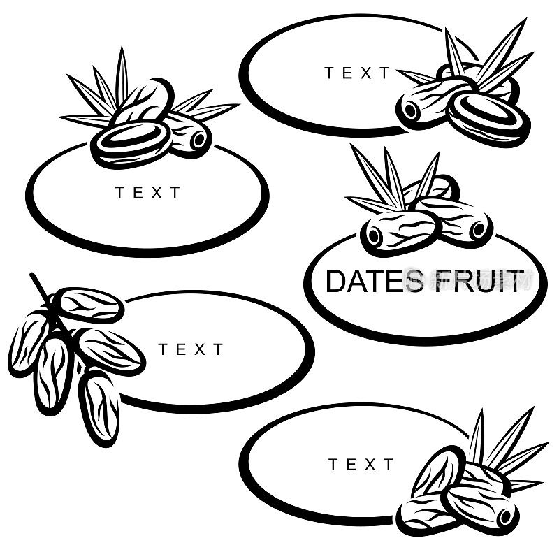 枣子果套。收集图标日期水果。向量