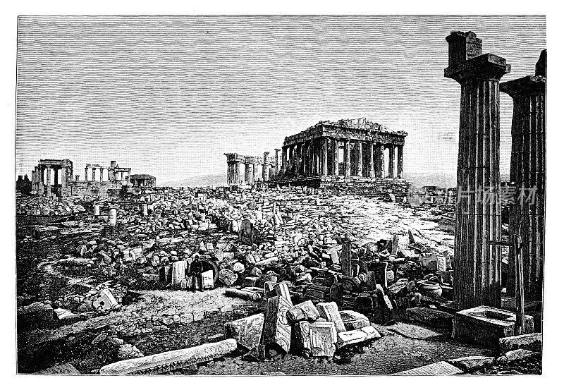 雅典卫城纪念碑的全景图
