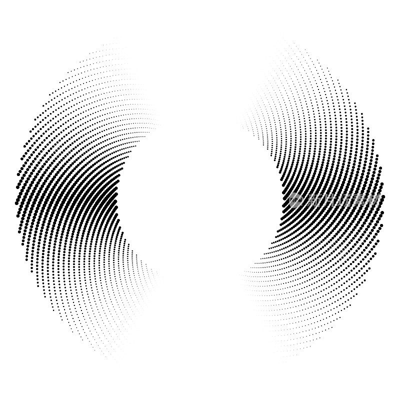 双螺旋的黑点在白色上创造出迷人的视觉错觉。
