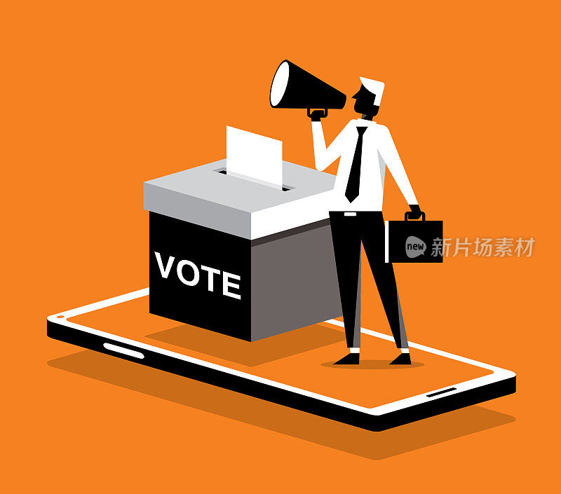 网上投票-智能手机-商人