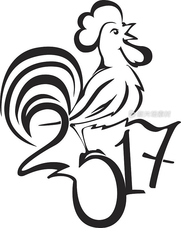 公鸡——2017年的象征。矢量设计