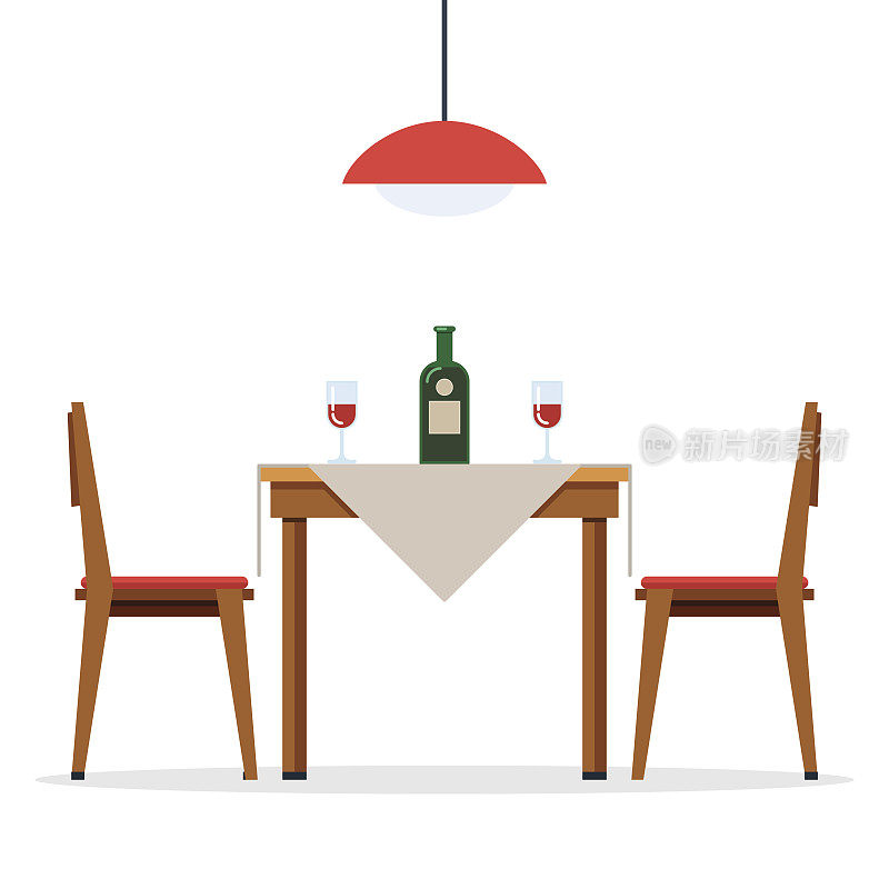 餐桌和椅子与葡萄酒