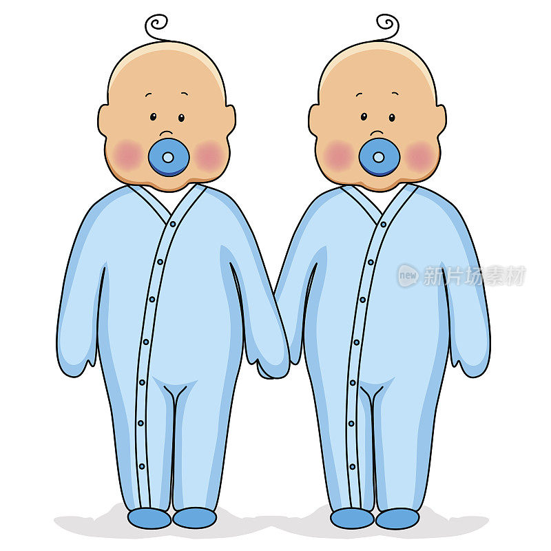 双胞胎像可爱的婴儿手牵着手