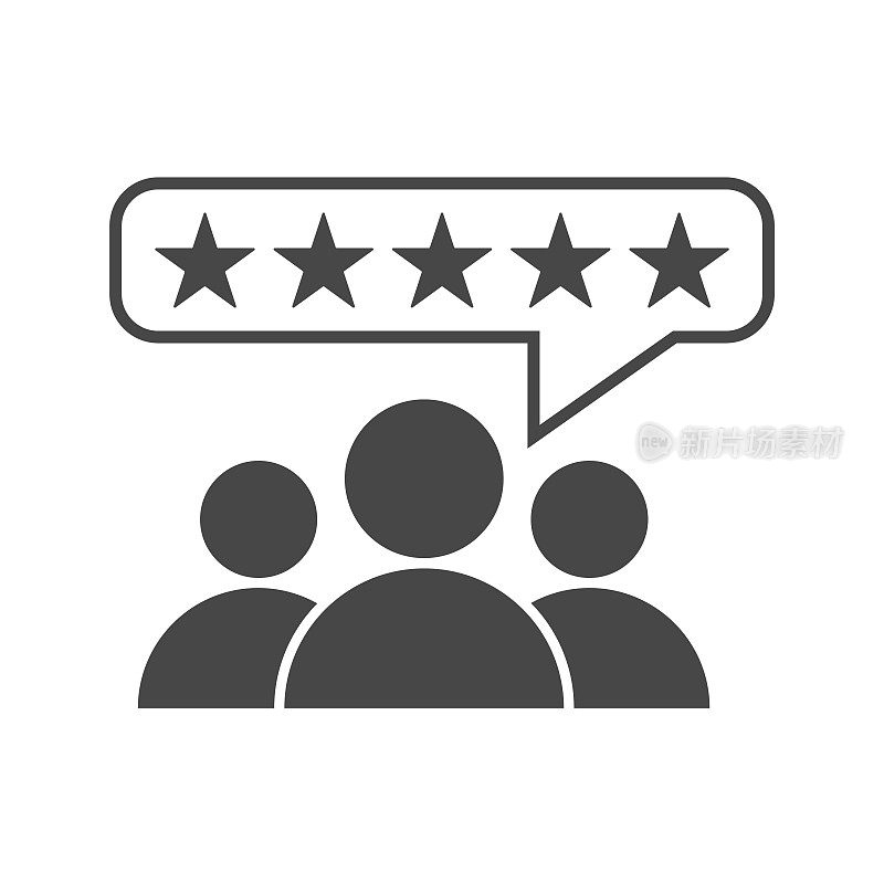 客户评论、评级、用户反馈概念矢量图标。平面插图上的白色背景。