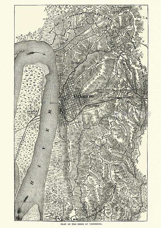美国内战时围攻维克斯堡的地图