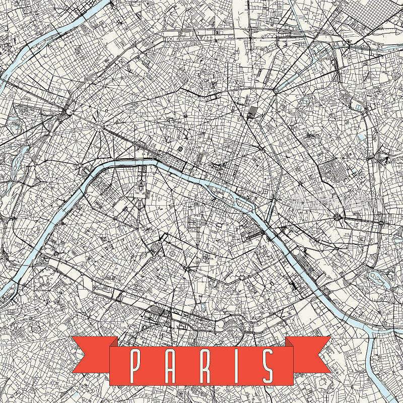 巴黎，法国矢量地图