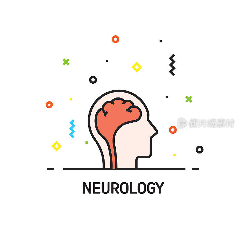 神经病学图标。医疗保健和医疗概念矢量插图