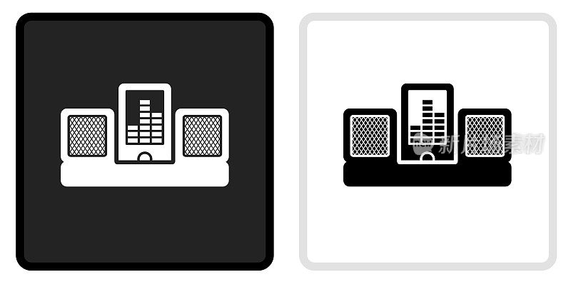 音乐扬声器图标上的黑色按钮与白色滚动