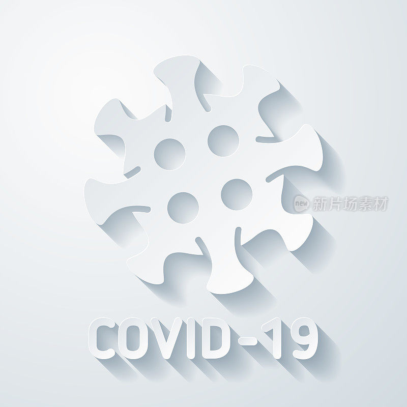 COVID-19细胞。在空白背景上具有剪纸效果的图标