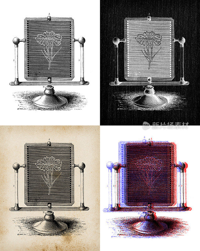 科学发现的古董插图，电和磁:魔术板