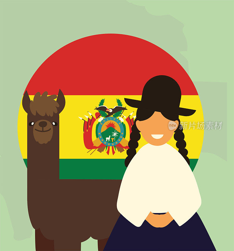 玻利维亚妇女旗和美洲驼