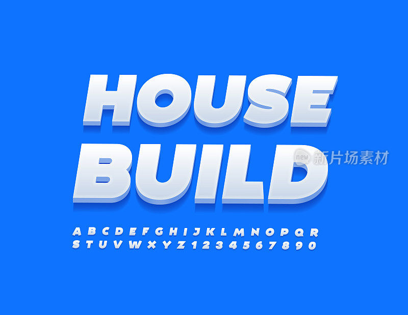 向量现代标志房子建造。白色字母和数字集