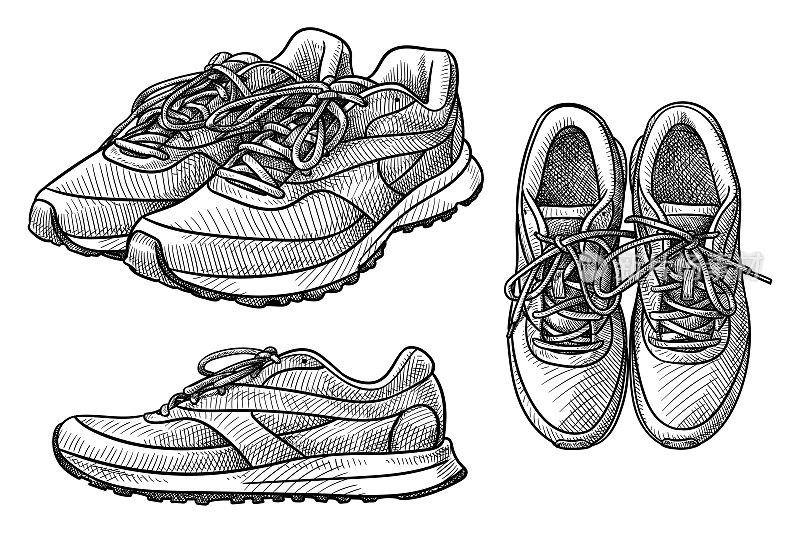 一套矢量图纸的一双跑鞋