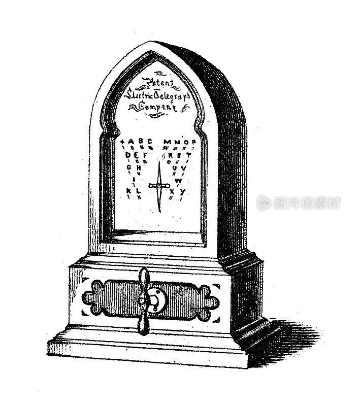 古董雕刻插图，工程和技术:通信系统和电报，惠斯通和库克