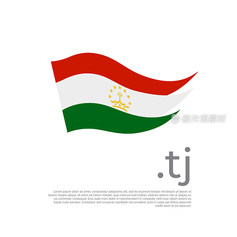 塔吉克斯坦国旗。矢量风格化设计在白色背景的国家海报。塔吉克旗绘制与抽象笔触，tj领域，文本的地方。塔吉克斯坦爱国旗，封面