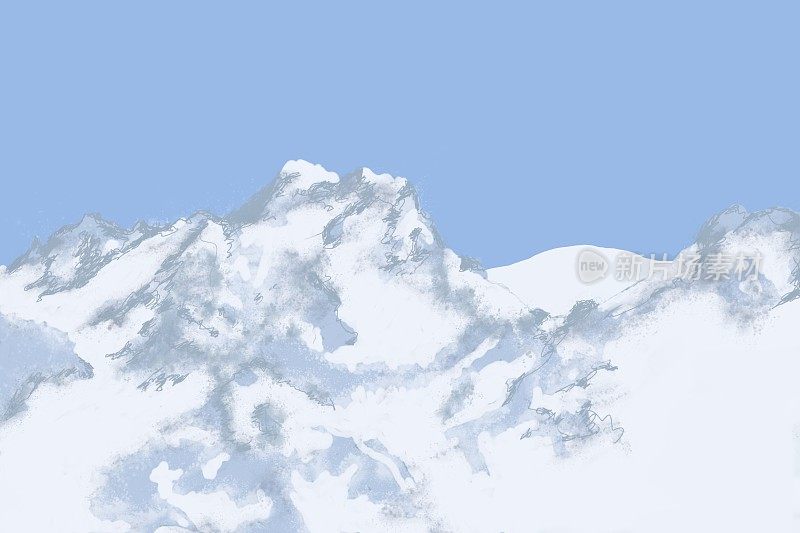 冬天美丽的山脉的插图