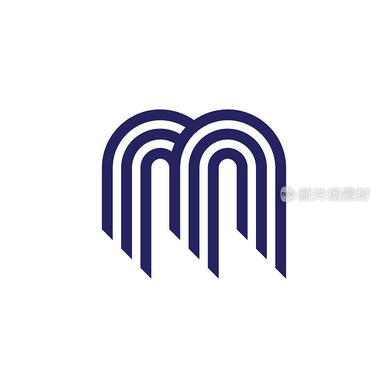 现代字母M字母组合标志设计