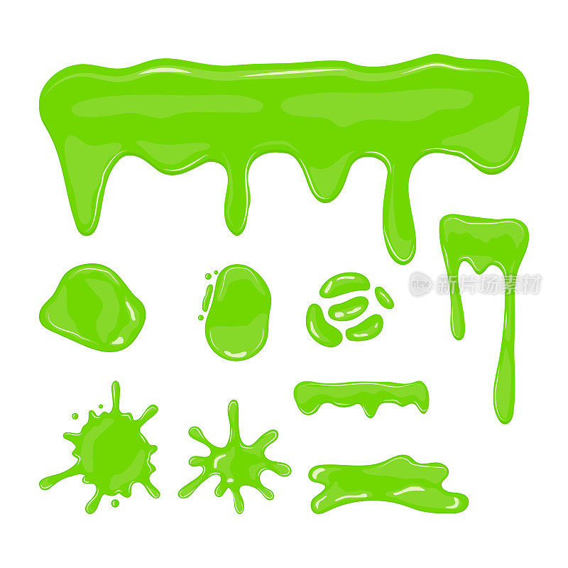 绿色有毒黏液平面矢量元素集