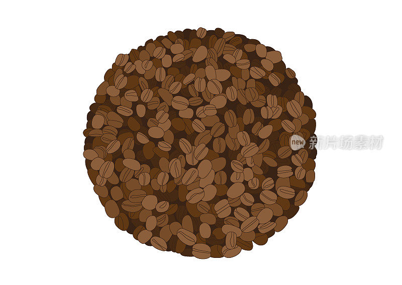 咖啡豆在白色背景上的圆圈插图矢量