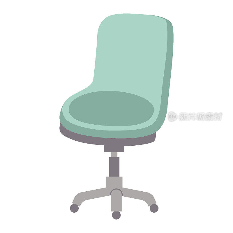 办公椅，卡通风格。新潮的现代矢量插图孤立在白色背景上，手绘，平坦