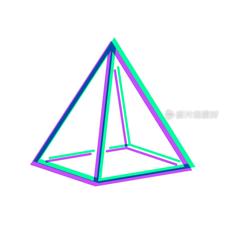 金字塔。图标与两种颜色叠加在白色背景上