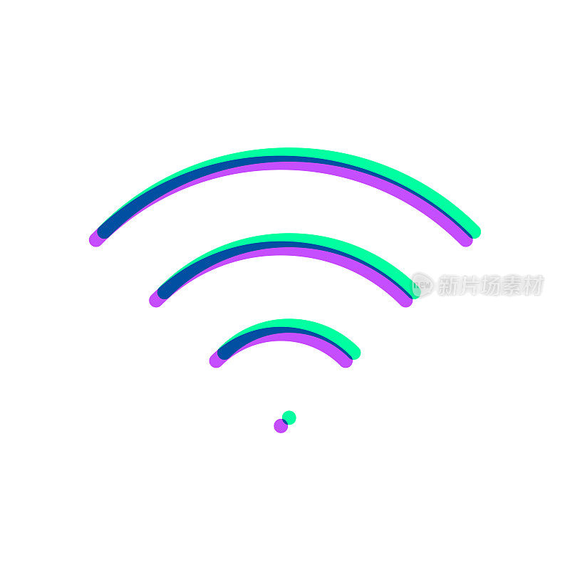 Wifi。图标与两种颜色叠加在白色背景上