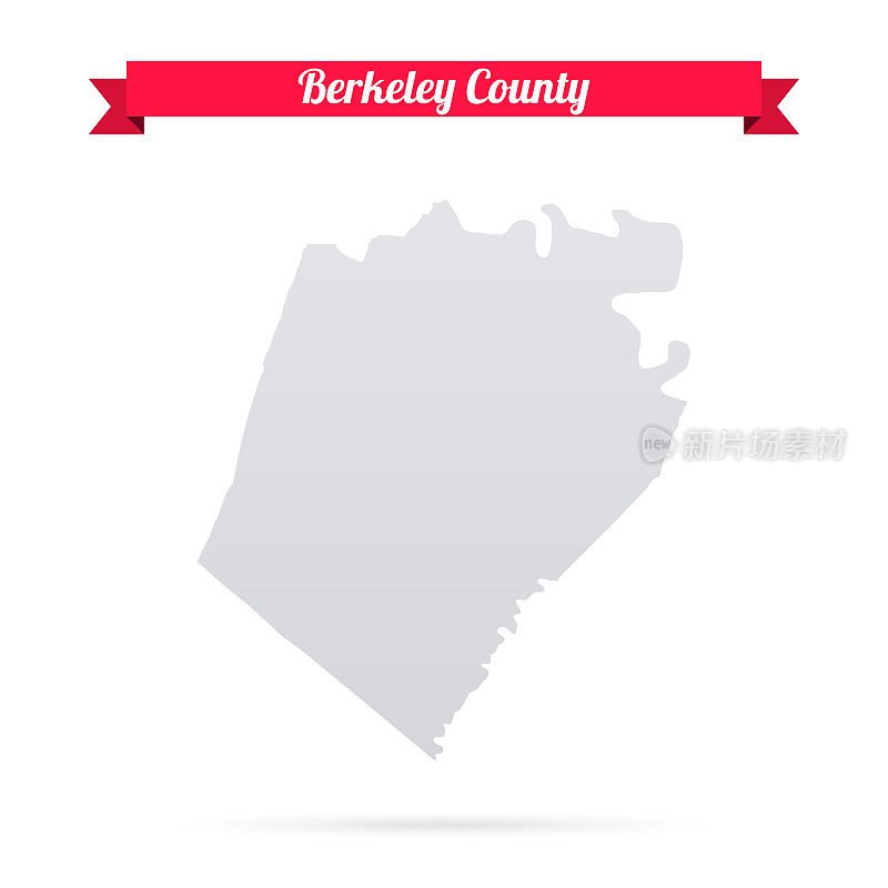 伯克利县，西弗吉尼亚州。白底红旗地图