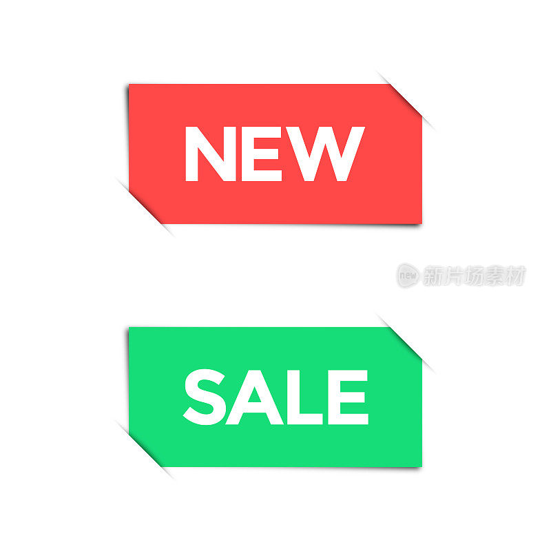 新的和销售纸标签图标。价格标签，特别优惠，折扣标签和购物概念矢量设计在白色背景。