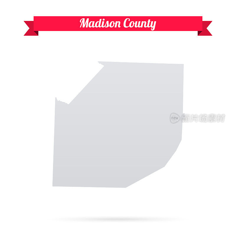 麦迪逊县，田纳西州。白底红旗地图