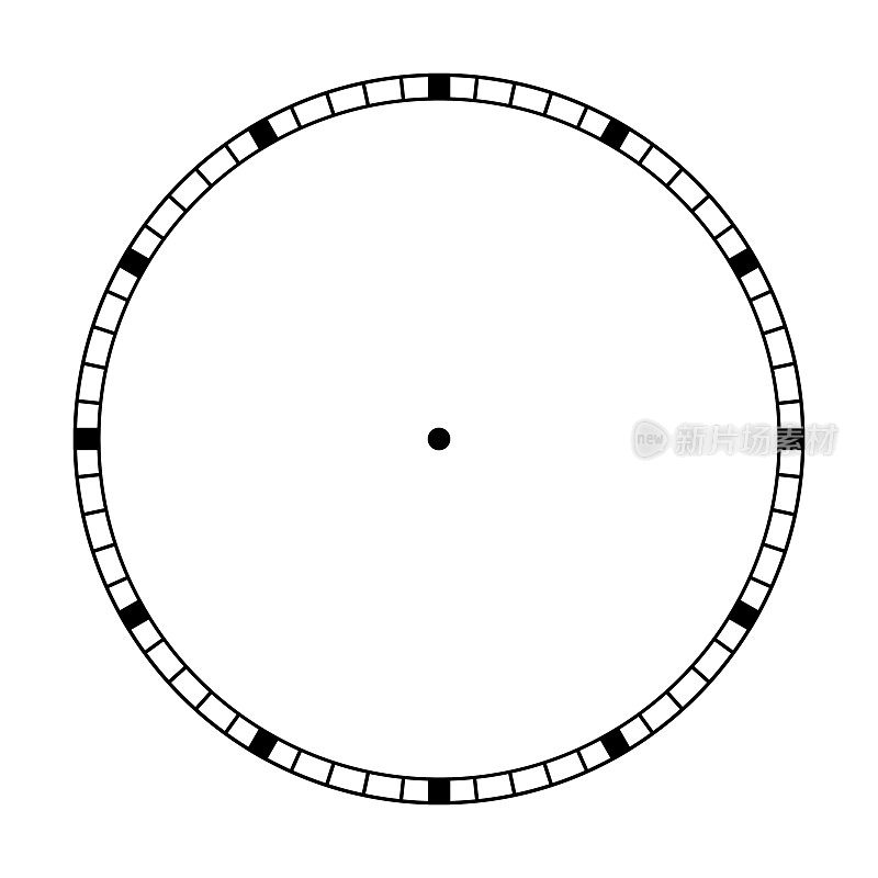 时钟的脸。时钟拨。空机械表表盘没有箭头和数字。向量