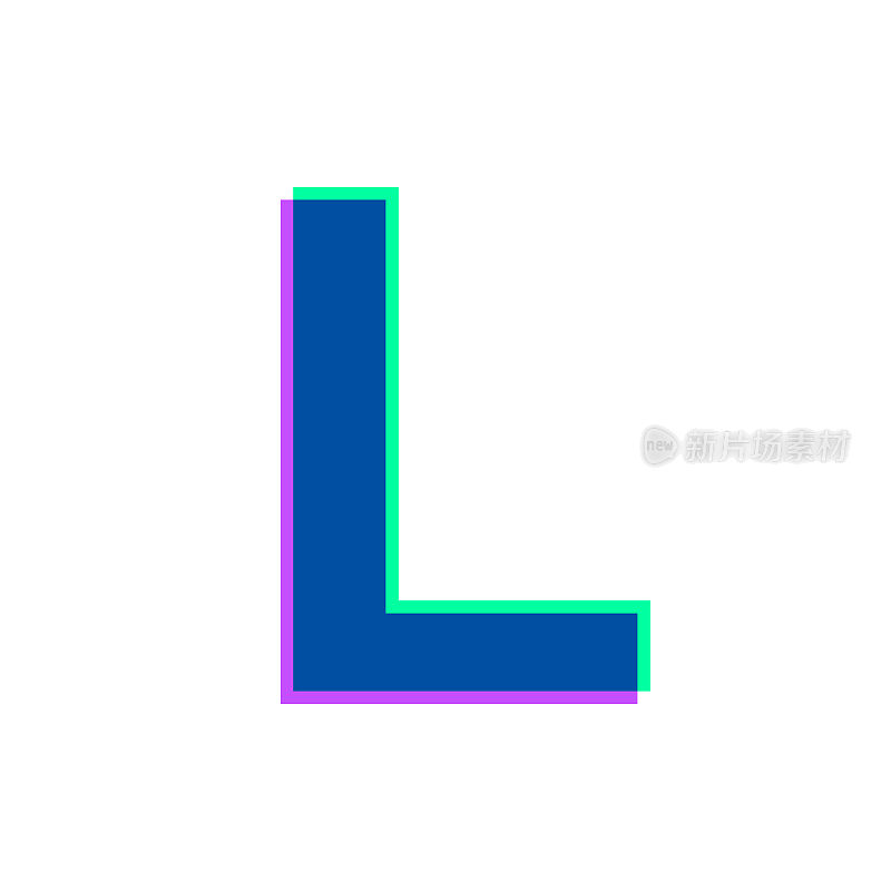 字母L.图标与两种颜色叠加在白色背景上