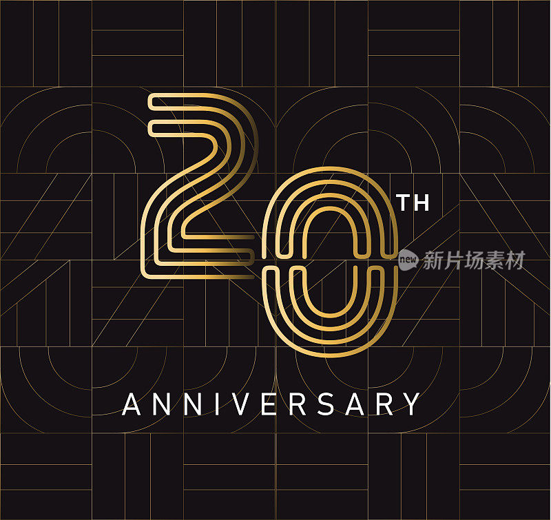 黄金20周年广场标志几何排版设计