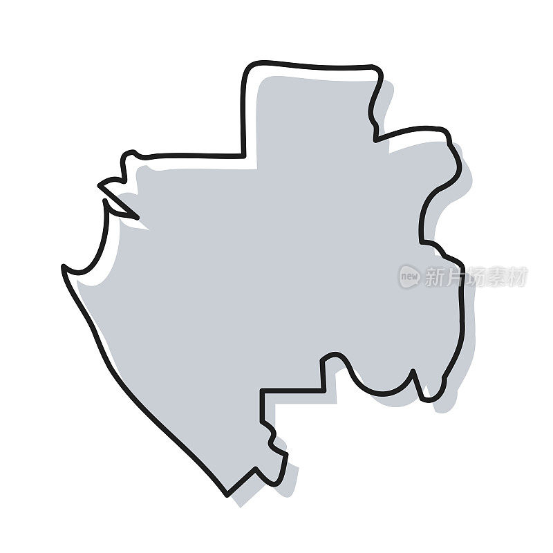 加蓬地图手绘在白色背景-时髦的设计