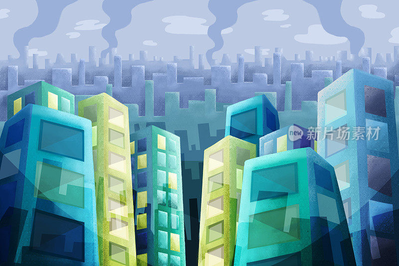 一个有高楼大厦的城市的插图