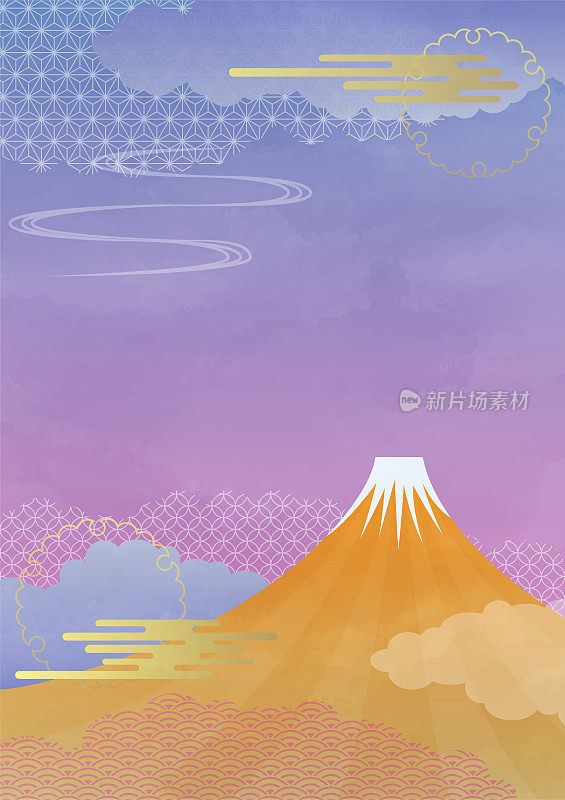 秋天的天空和富士山的插图