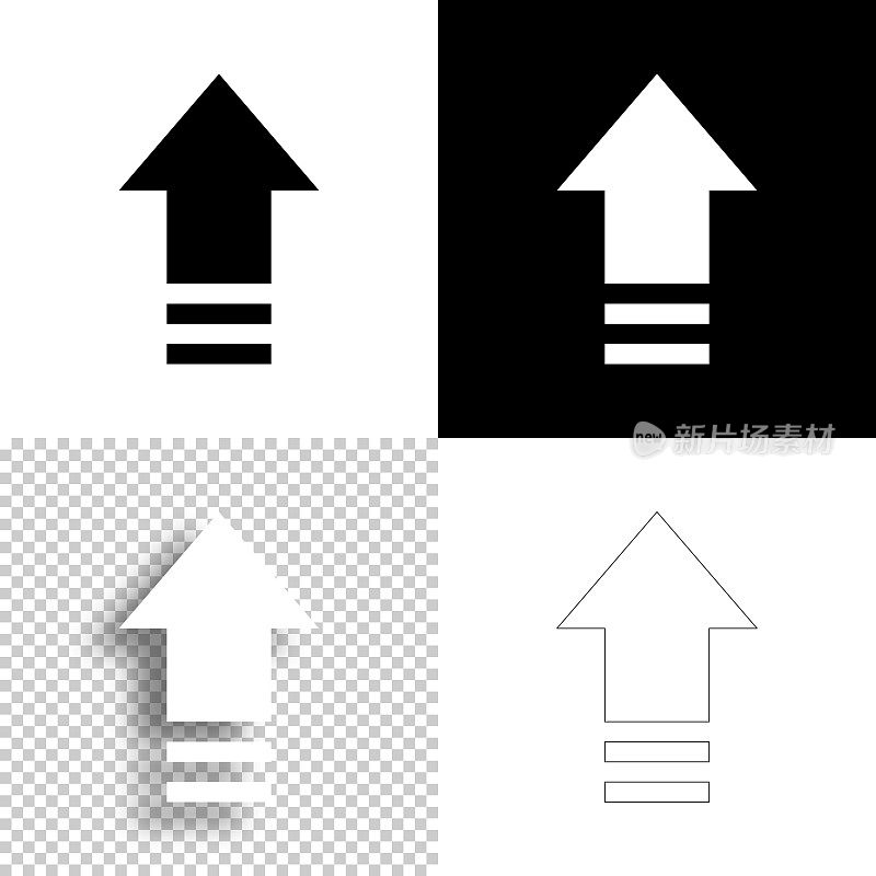 上传。图标设计。空白，白色和黑色背景-线图标