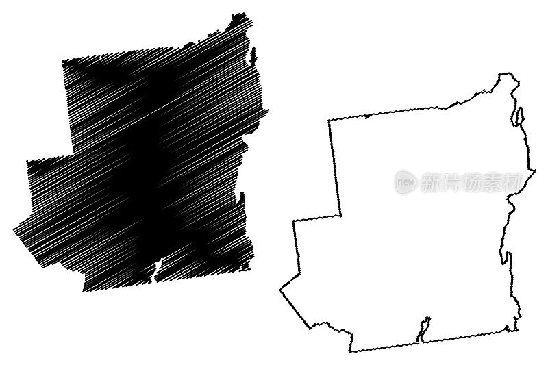 纽约州埃塞克斯县(美国县，美国，美国)地图矢量插图，草稿示意图埃塞克斯地图