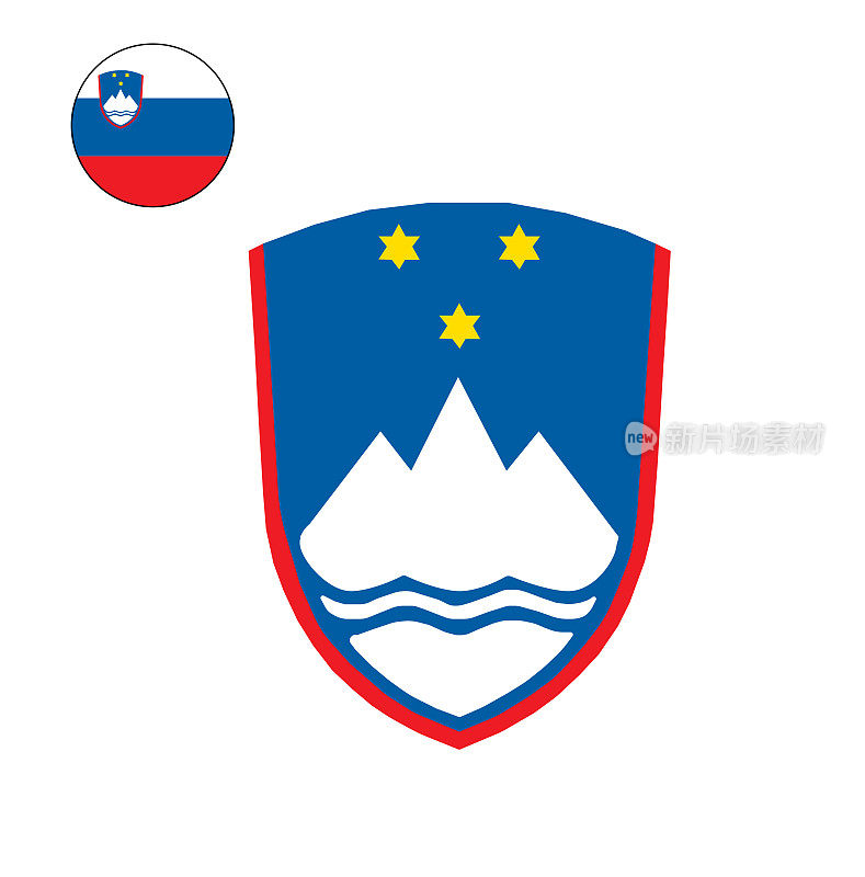 斯洛文尼亚军徽徽章孤立的白色背景上使用的小型欧洲国家国旗